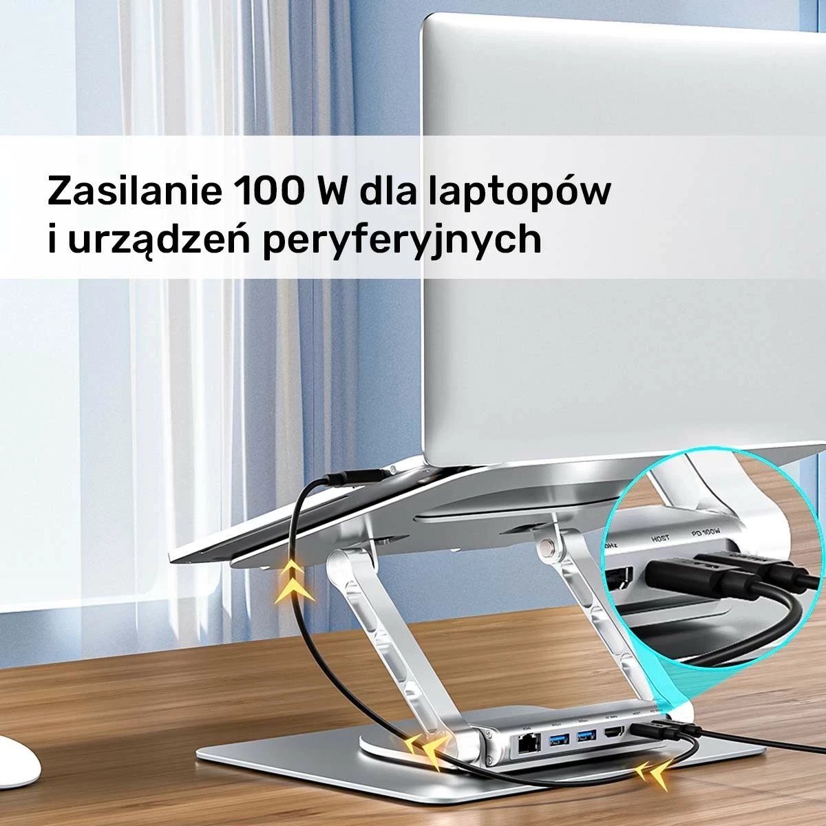 Podstavec laptop Unitek me hub USB-C HDMI 4K, gri
