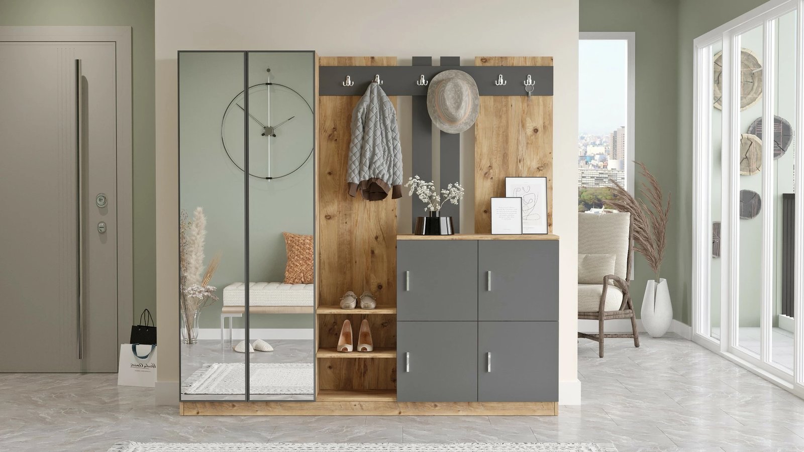 Stendë korridori Hanah Home, Dd9-Aa, ngjyrë pishë Atlantike dhe antracit