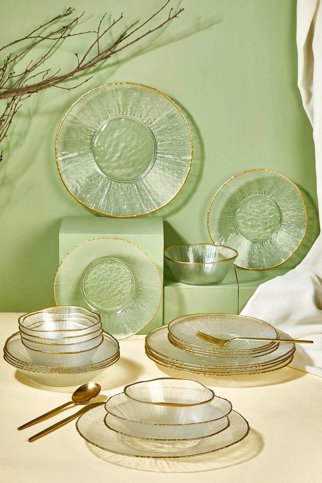 Set enësh për drekë, 24 copë, Hermia Ekol, xham transparent