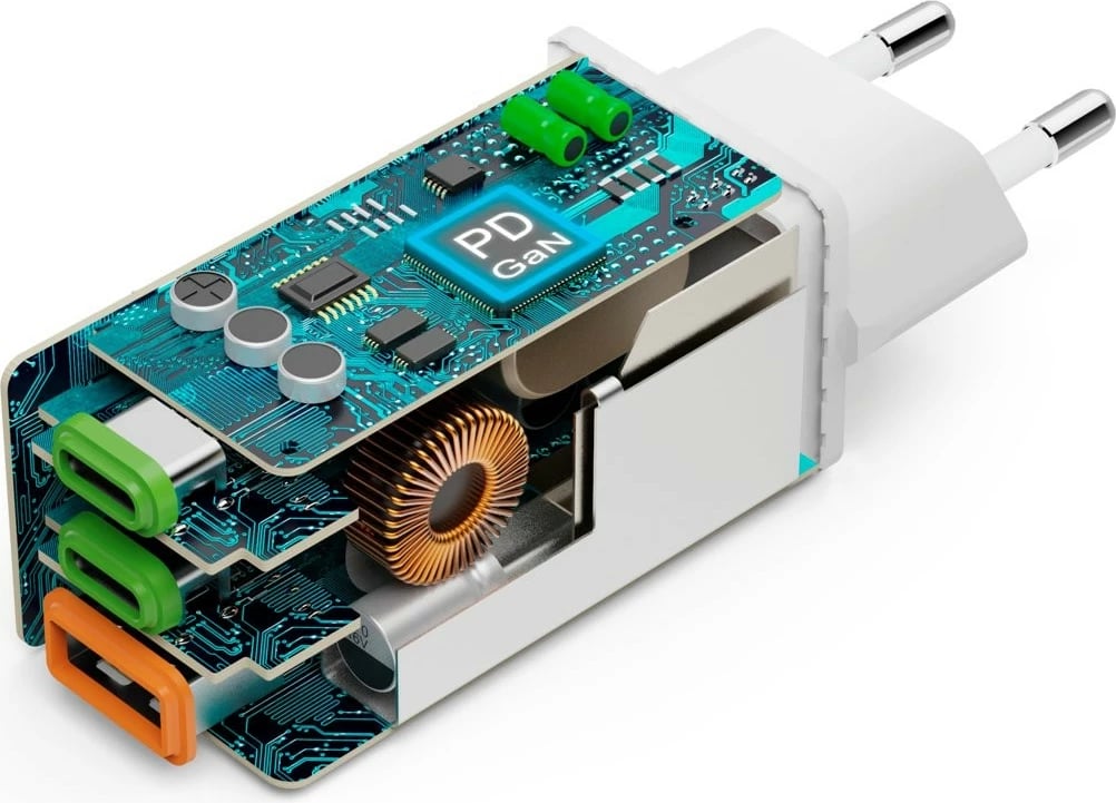 Karikues muri, Hama, 201996, GaN 65W PD/QC, 2x USB-C + 1x USB-A, i bardhë