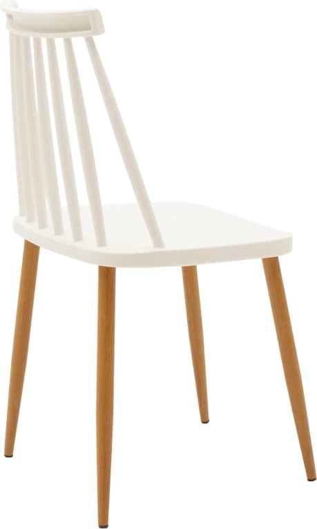 Tavolinë me karrige, 5 pjesë, ngjyrë bardhë-natyrale, D80x73cm