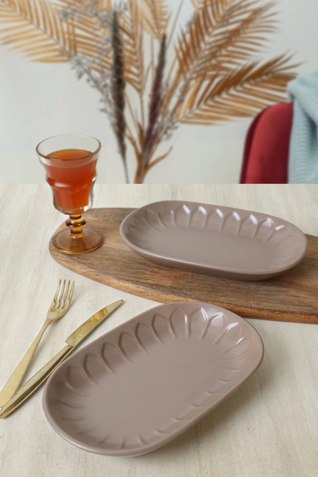 Set pjatash (2 copë), Hermia Concept, X00017601, bezhë, 25x15cm