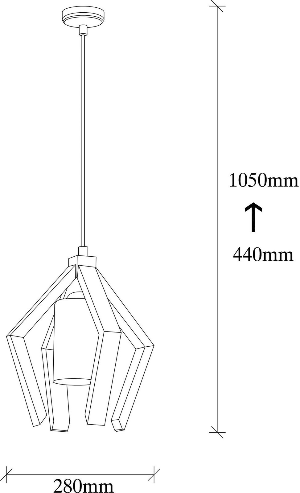 Llambë tavani prej druri, Opviq Erebos - 109-AV, e zezë, 28x28cm, lartësi 105cm