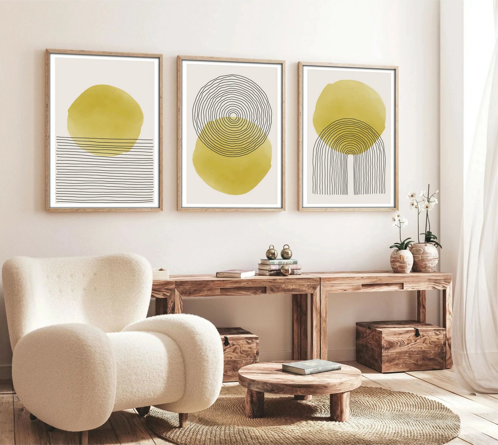 Pikturë dekorative me kornizë MDF (3 copë), Wallity, Huhu144, 20x30cm