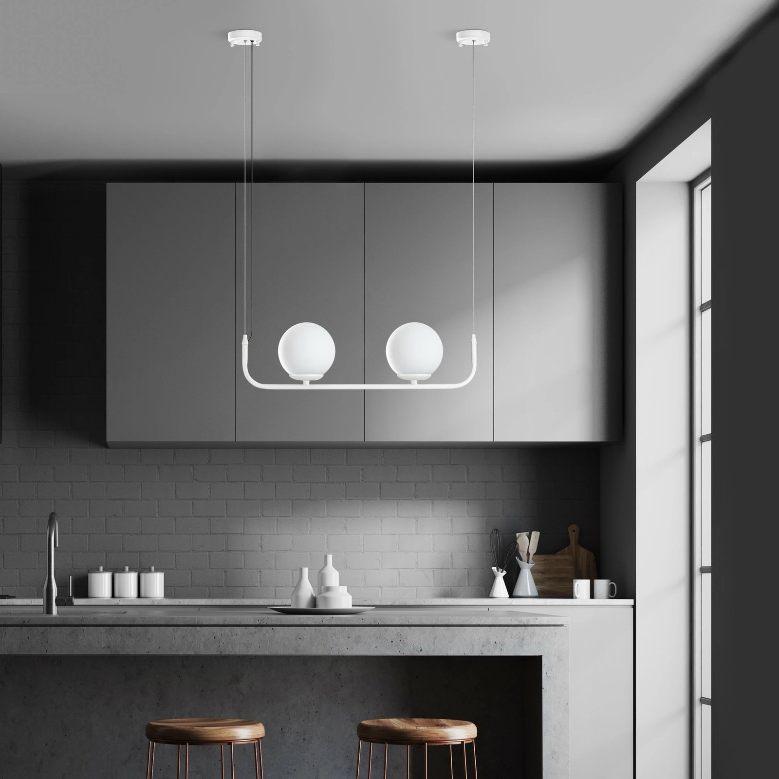 Llambë tavani Opviq Faruk, e bardhë, 2 copa, 56x15x20-110cm