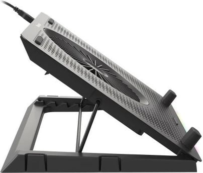 Qëndrim ftohës për laptop Natec Genesis Oxid 450 RGB, 15.6", 5 ventilatorë, USB HUB, i zi