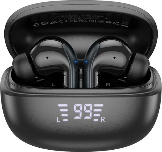 Kufje wireless HOCO EQ5, in-ear, Bluetooth 5.3, me kuti karikimi, e zezë