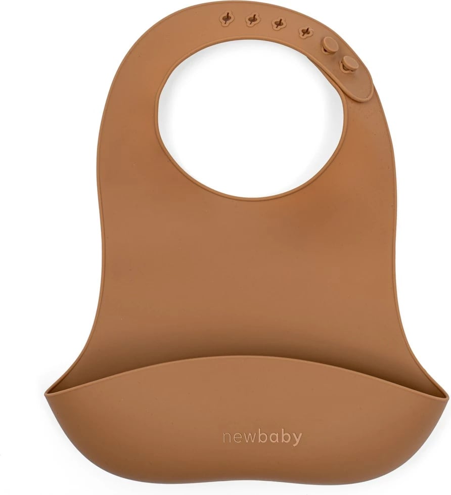 Babeta silikoni, New Baby, Trendy, 28x22 cm, BPA-free, kafe