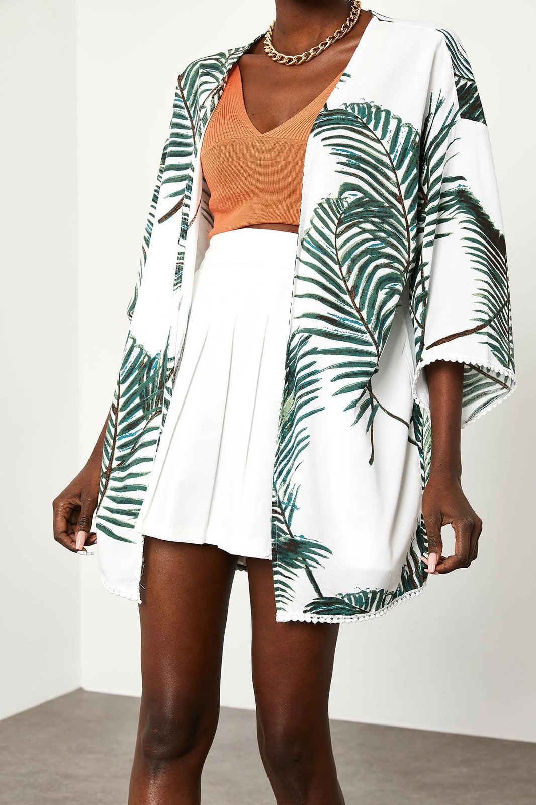 Kimono Jumeon, e bardhë me të gjelbër, X9781