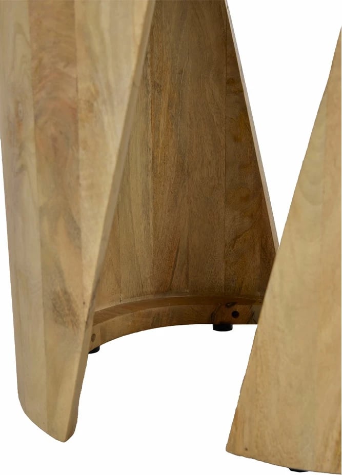 Tavolinë anësore Spiral, dru mango natyral, 62.5x45x52.5