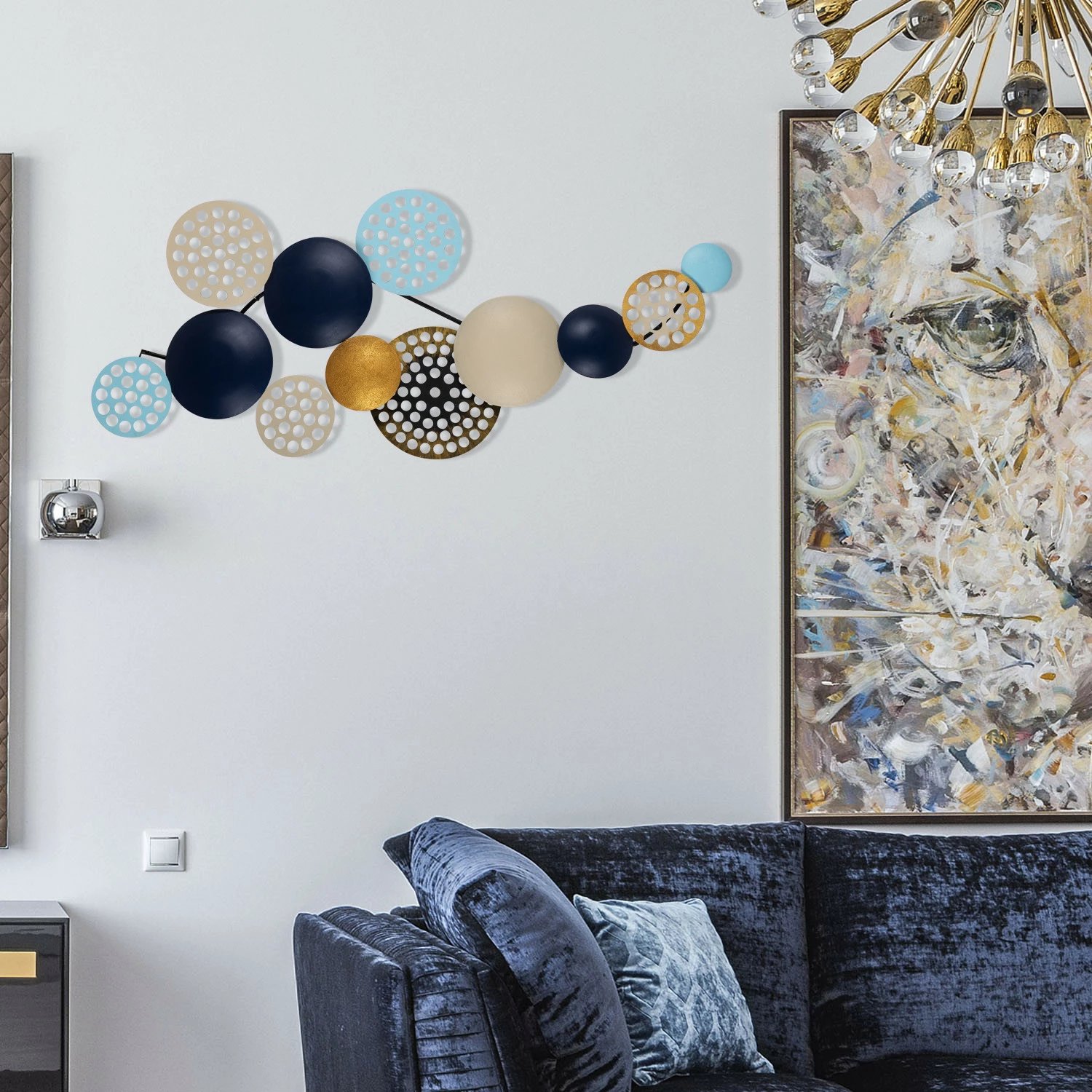 Aksesor dekorativ metalik për mur, Wallity Bronte, shumëngjyrësh, 90x42cm