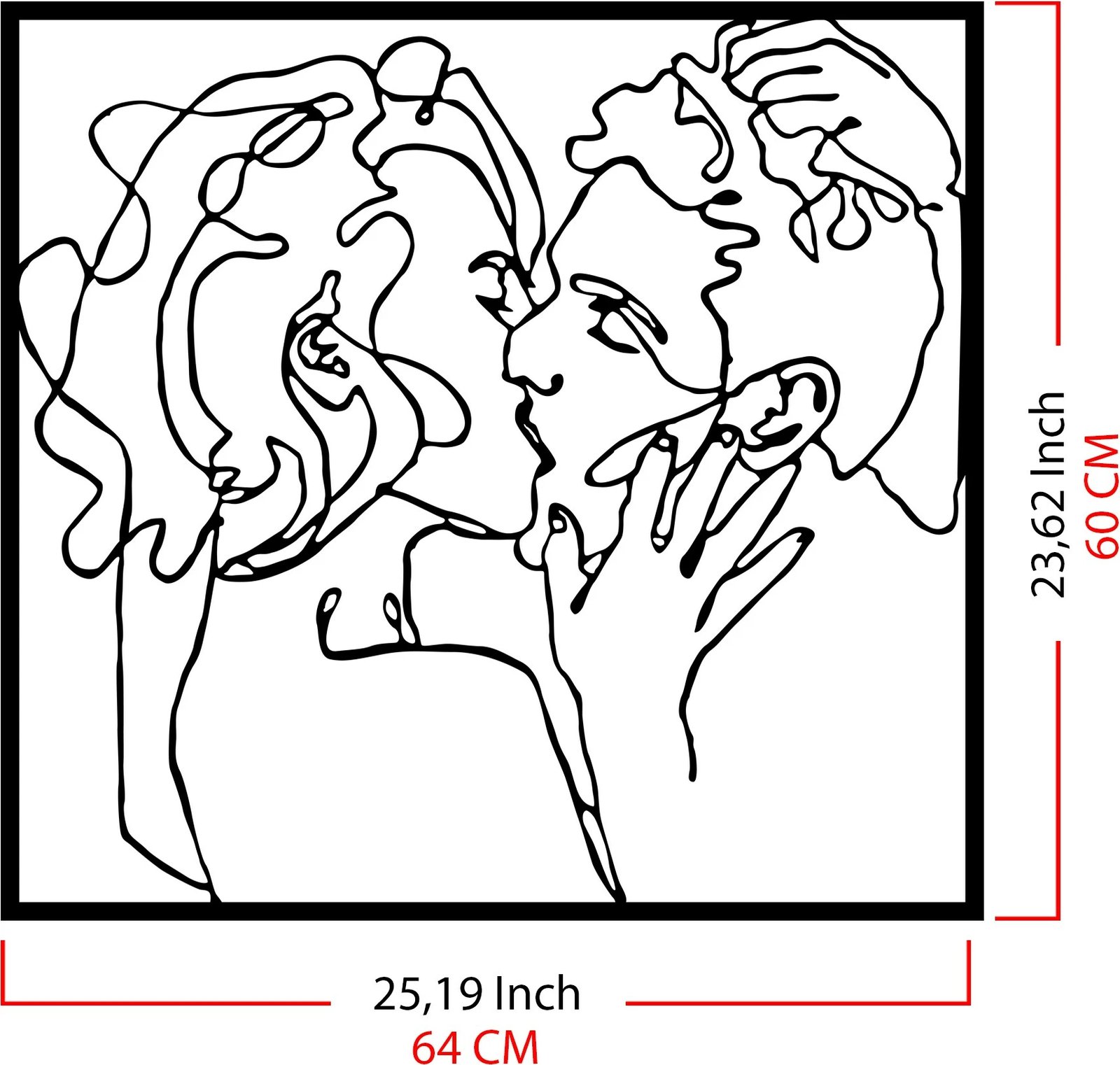 Aksesor dekorativ metalik për mur, Wallity, Kiss Me 1