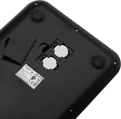 Peshore kuzhine, Adler AD 3183, kapacitet 5 kg, saktësi 1 g, ekran LCD me ndriçim, platformë çelik inox, e zezë