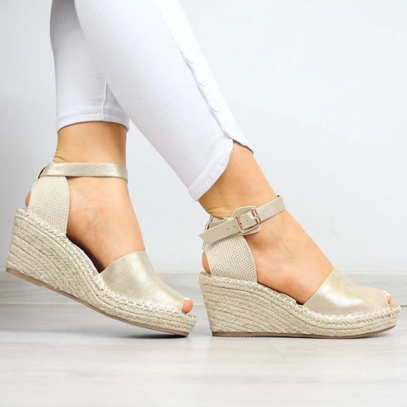 Sandale espadrille me taka eVento, të arta për femra