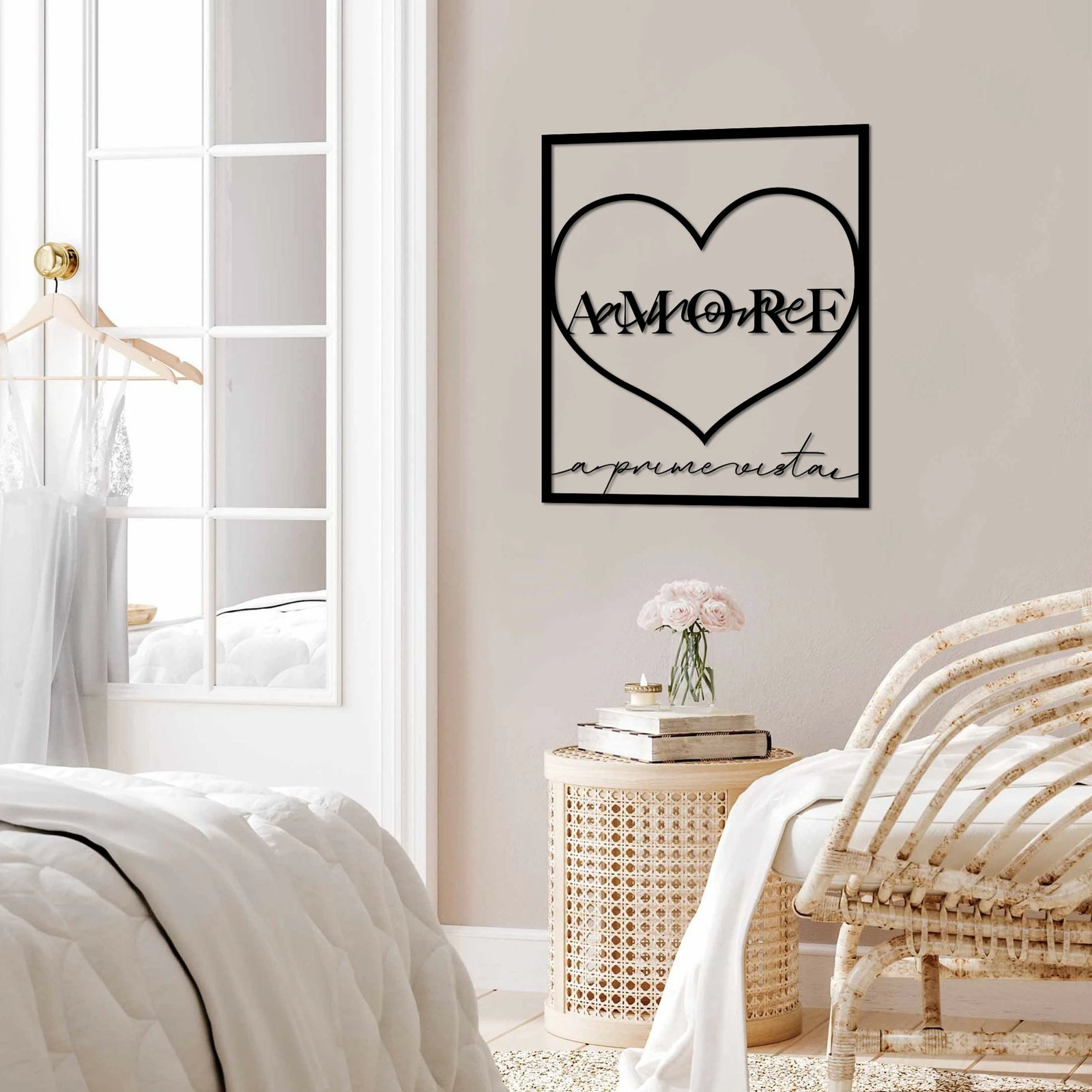 Aksesor dekorativ metalik për mur, Amore Prima Vista 2, ngjyrë e zezë, 49x56cm