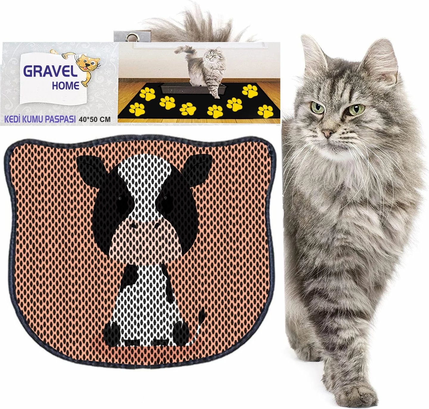 Tapet për rërë maceje, shumëngjyrësh, Paws & Whiskers, Kdkafa0076, 40x50cm