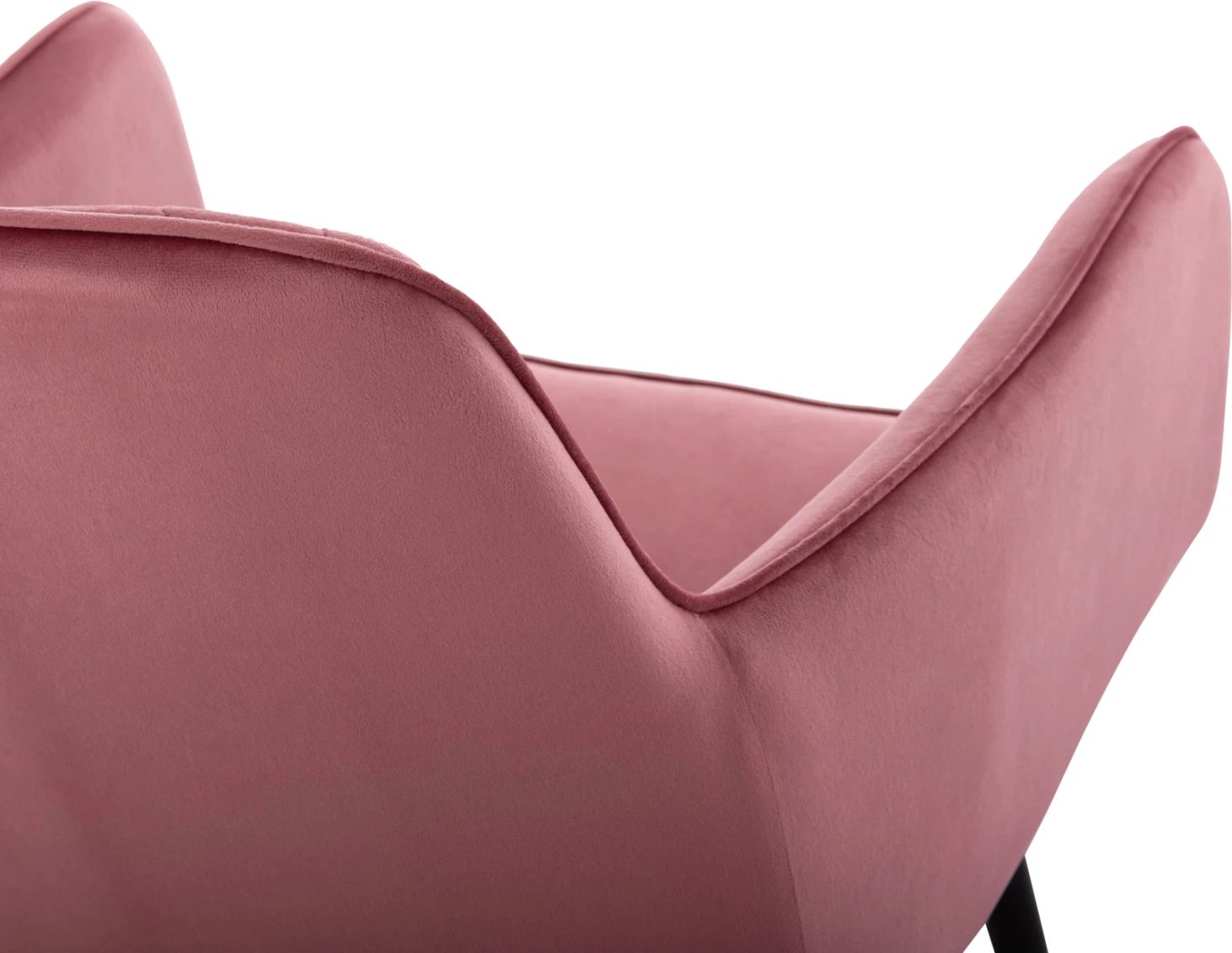 Karrige ngrënieje me krahë LATRELL, kadife rozë e zbehtë, këmbë metalike të zeza, 54x57x84cm, set prej 2 copash