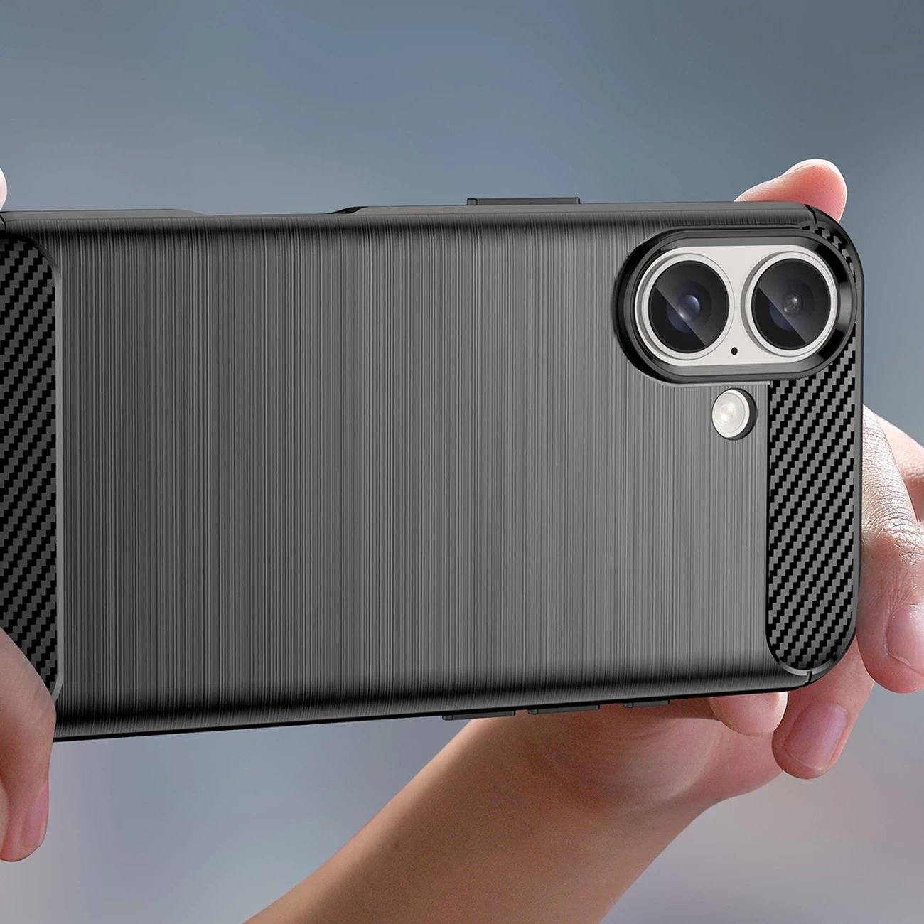 Mbështjellës Hurtel Carbon Case për iPhone 16 Plus, TPU, i zi