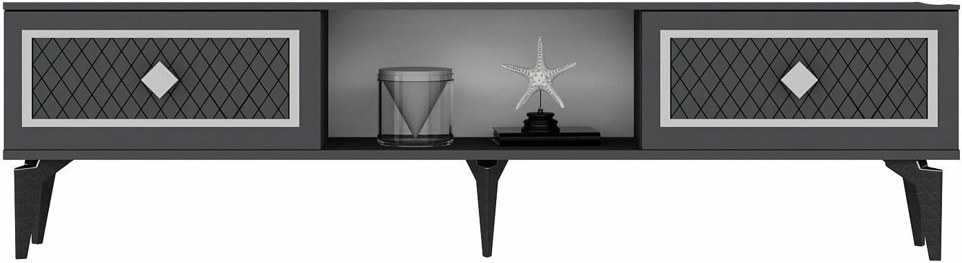 Komodë TV Skye Decor, ngjyrë antracit, argjend