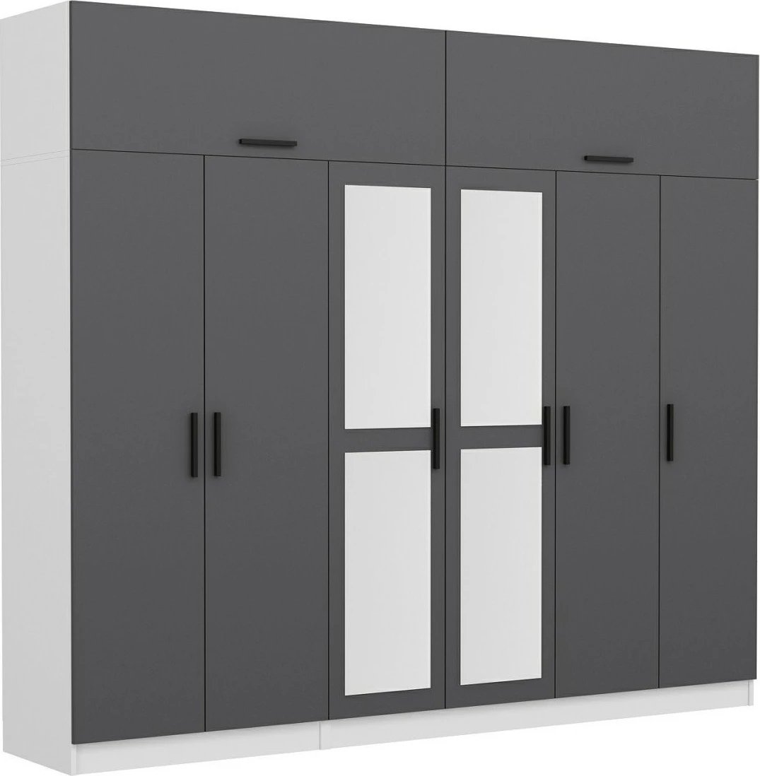 Dollap garderobe Skye Decor, anthracite dhe i bardhë, 270x255x52cm, 11 pjesë