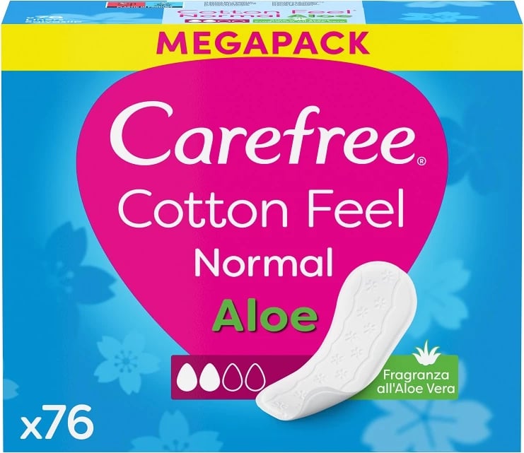 Peceta higjienike Carefree Cotton Feel Normal Aloe, 76 copë