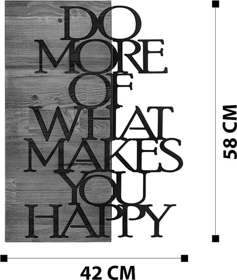 Dekor muri Haper, dru pishe natyrale, metal i zi, 42x3x58cm