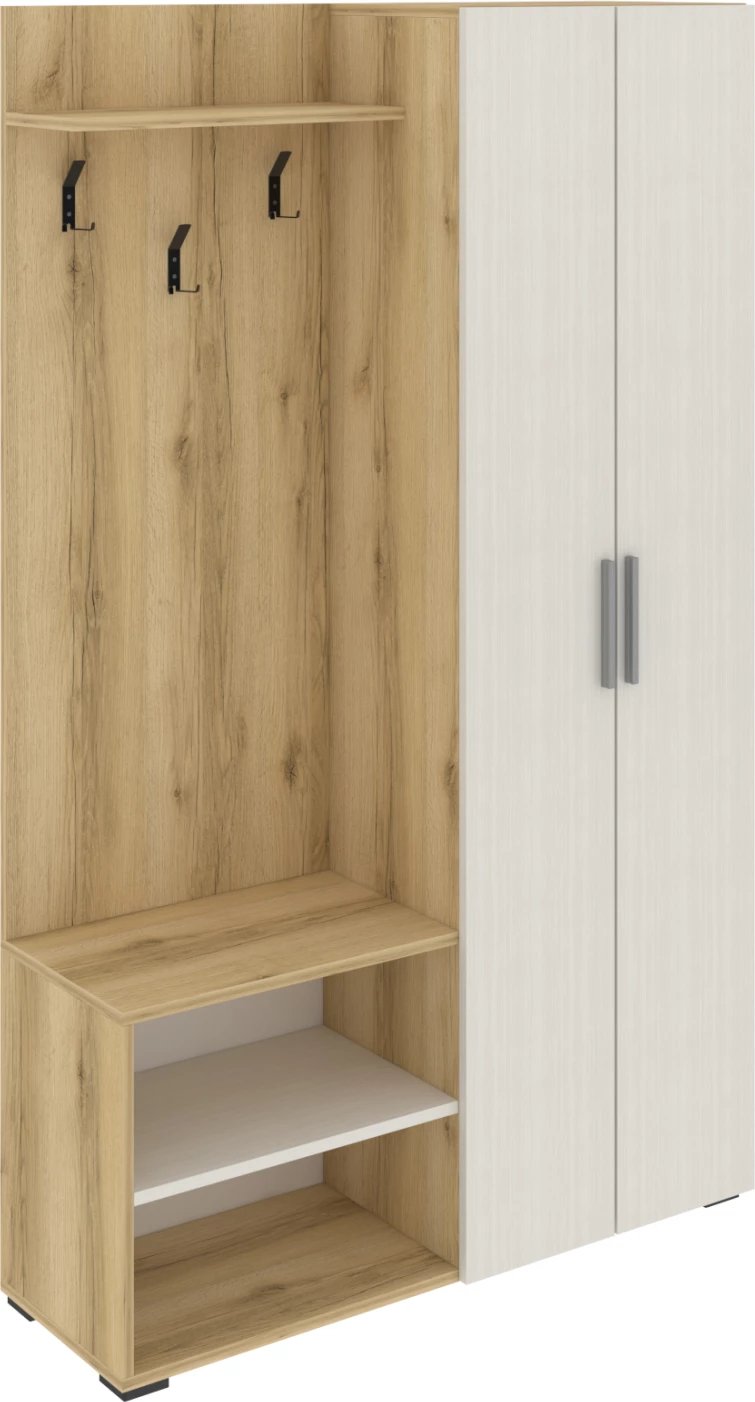 Mobilje hyrëse BOW FH18192 melaminë ngjyrë natyrale dhe krem 110x37x184Hcm