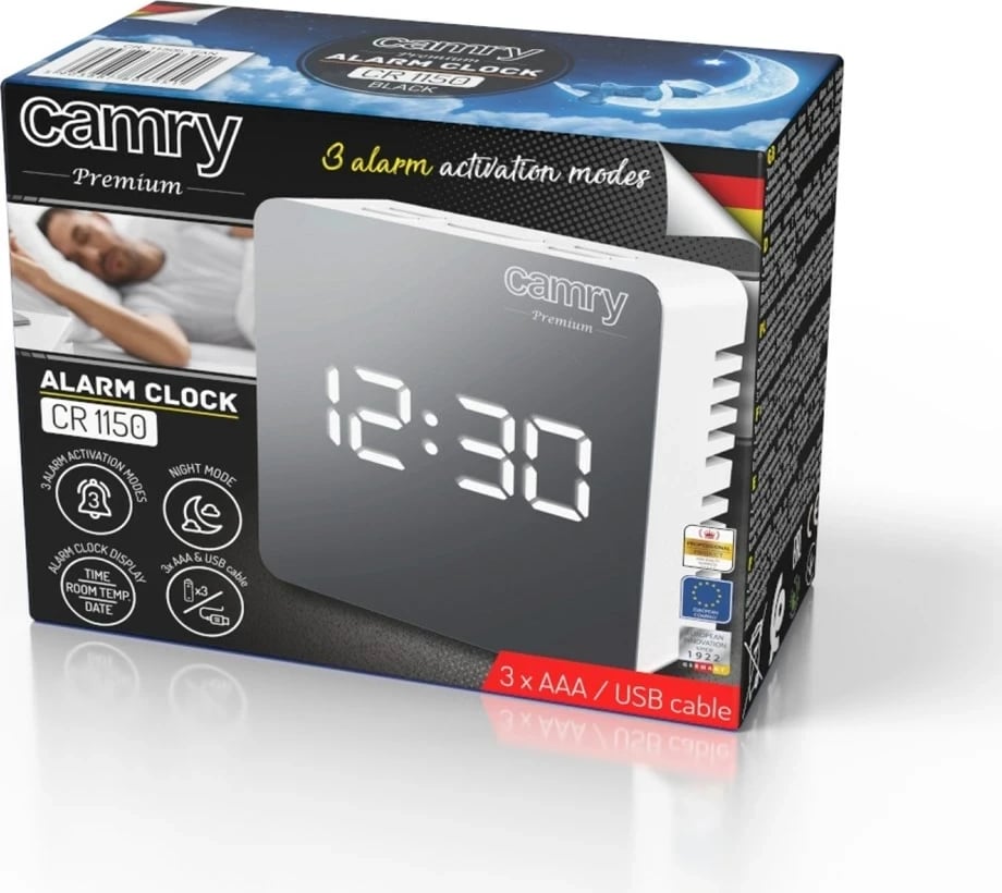 Orë alarmi Adler CAMRY CR 1150w me ekran LED, e zezë