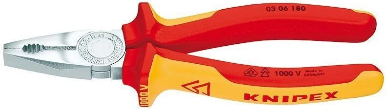 Pinca KNIPEX 03 06 160, dorezë plastike, e kuqe