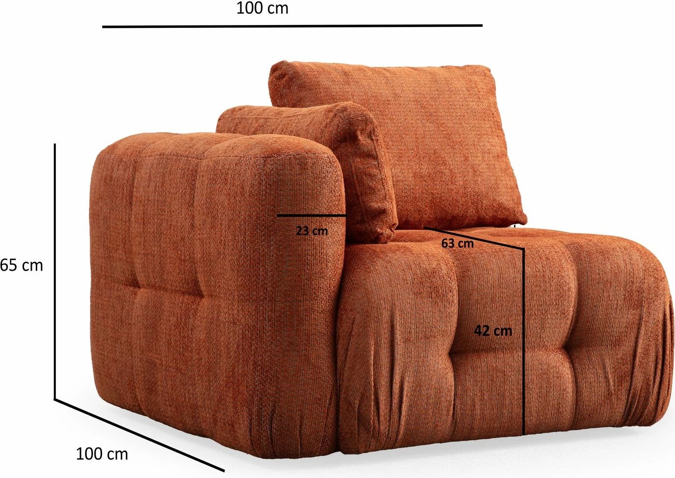Kënd divani Atelier del Sofa, Amaris 2 vende me pouffe, portokalli