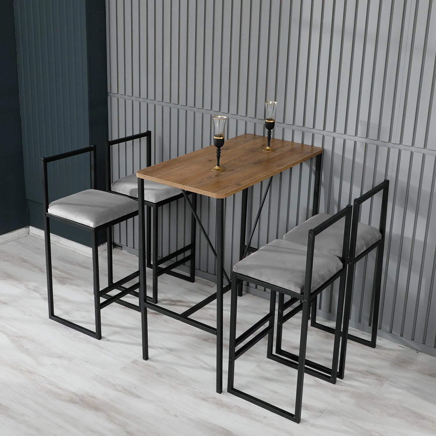 Set tavoline për bar me karrige (5 copë), Skye Decor, nordike, gri