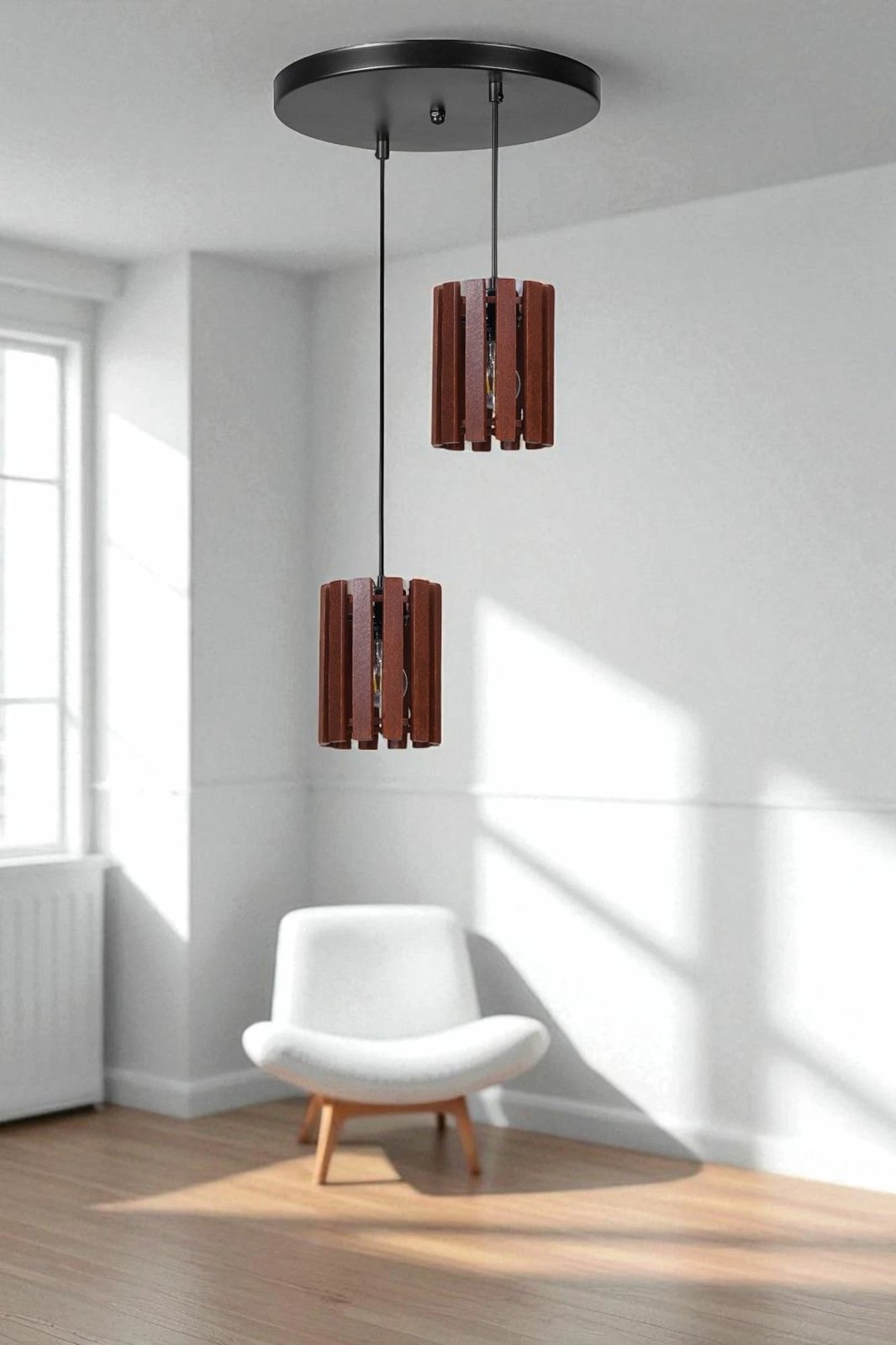 Llambë tavani Opviq, ngjyrë arr dhe e zezë, 9074-2