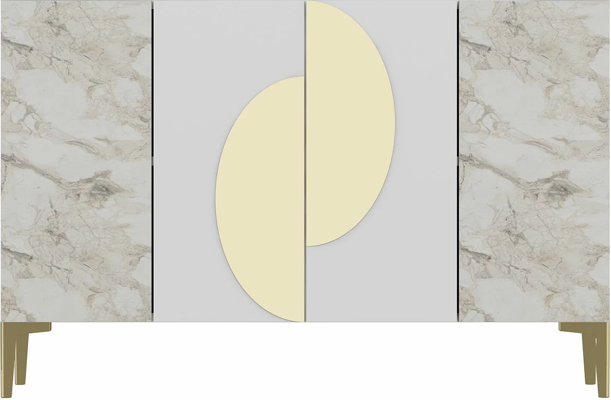 Konsolë Skye Decor, Afra KM120, e bardhë, mermer Ephesus, ari