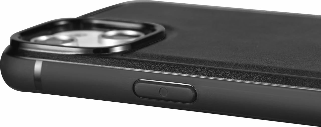 Mbështjellës iCarer Leather Oil Wax për iPhone 14 Pro Max, lëkurë, i zi