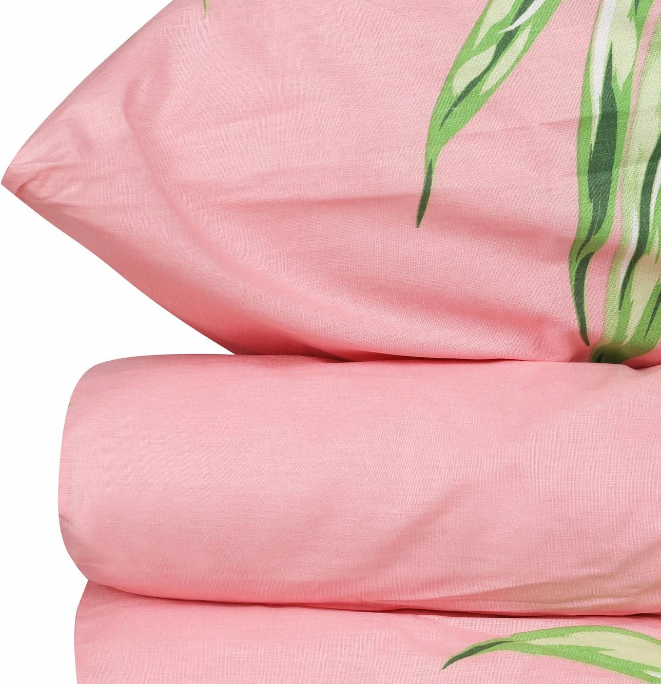 Set mbulesë për jorgan Super King Ranforce, L'essentiel, Barbara, ngjyrë e gjelbër, rozë dhe e bardhë