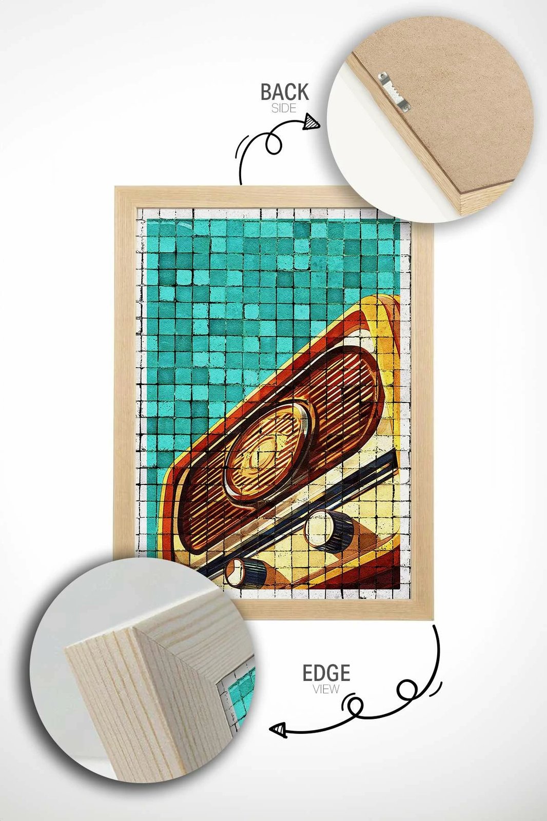 Pikturë dekorative me kornizë, Popmosaic9, shumëngjyrëshe, Wallity, 33x48cm