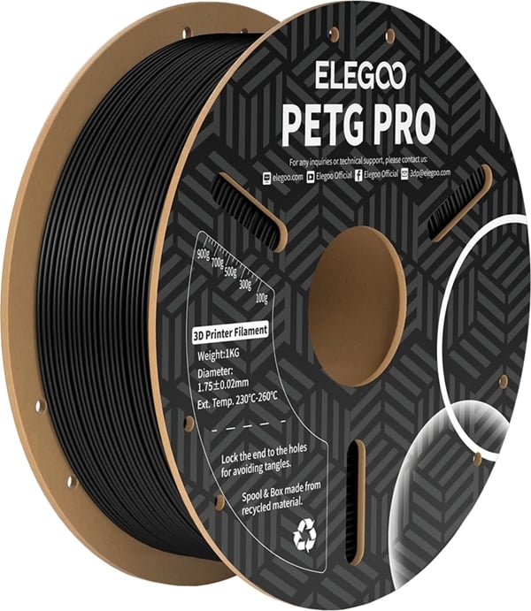 Filament për printer 3D PETG Pro, Elegoo, 50.203.0198, 1 kg 1.75 mm, i zi