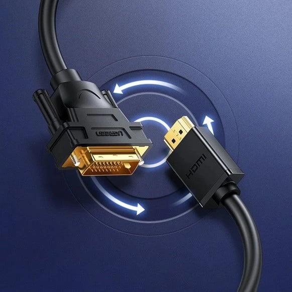 Kabllo HDMI-DVI Ugreen HD106, 1.5m, 24+1 pin, FHD 60Hz, najlon, e zezë