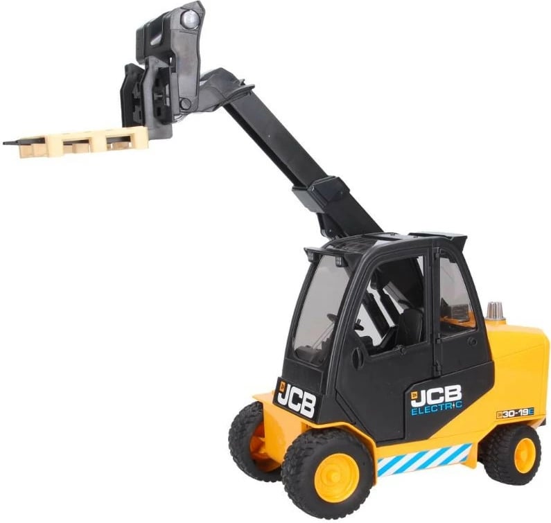 Lodër forklift BRUDER JCB me ngarkues teleskopik dhe paletë, 1:16, verdhë/zezë