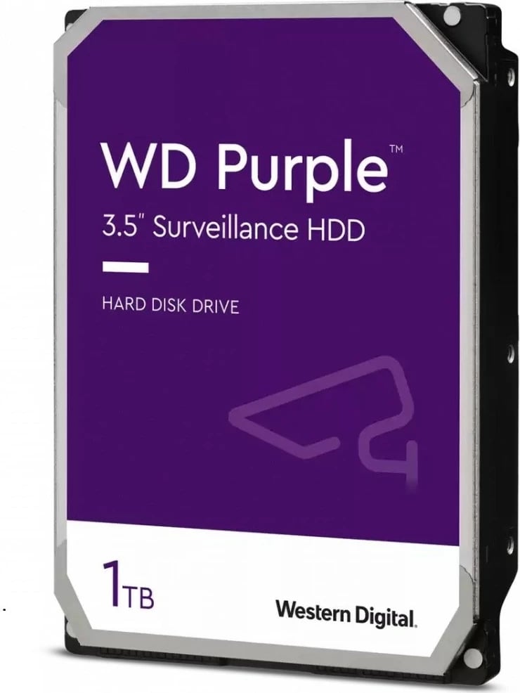 Kasë Western Digital WD Purple, 1TB, 3.5", SATA III, 5400 RPM, e zezë/argjendtë