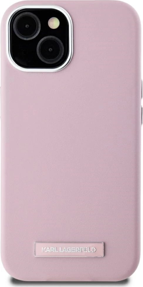 Mbështjellës Karl Lagerfeld FW Metal Plate MagSafe për iPhone 15, Rozë