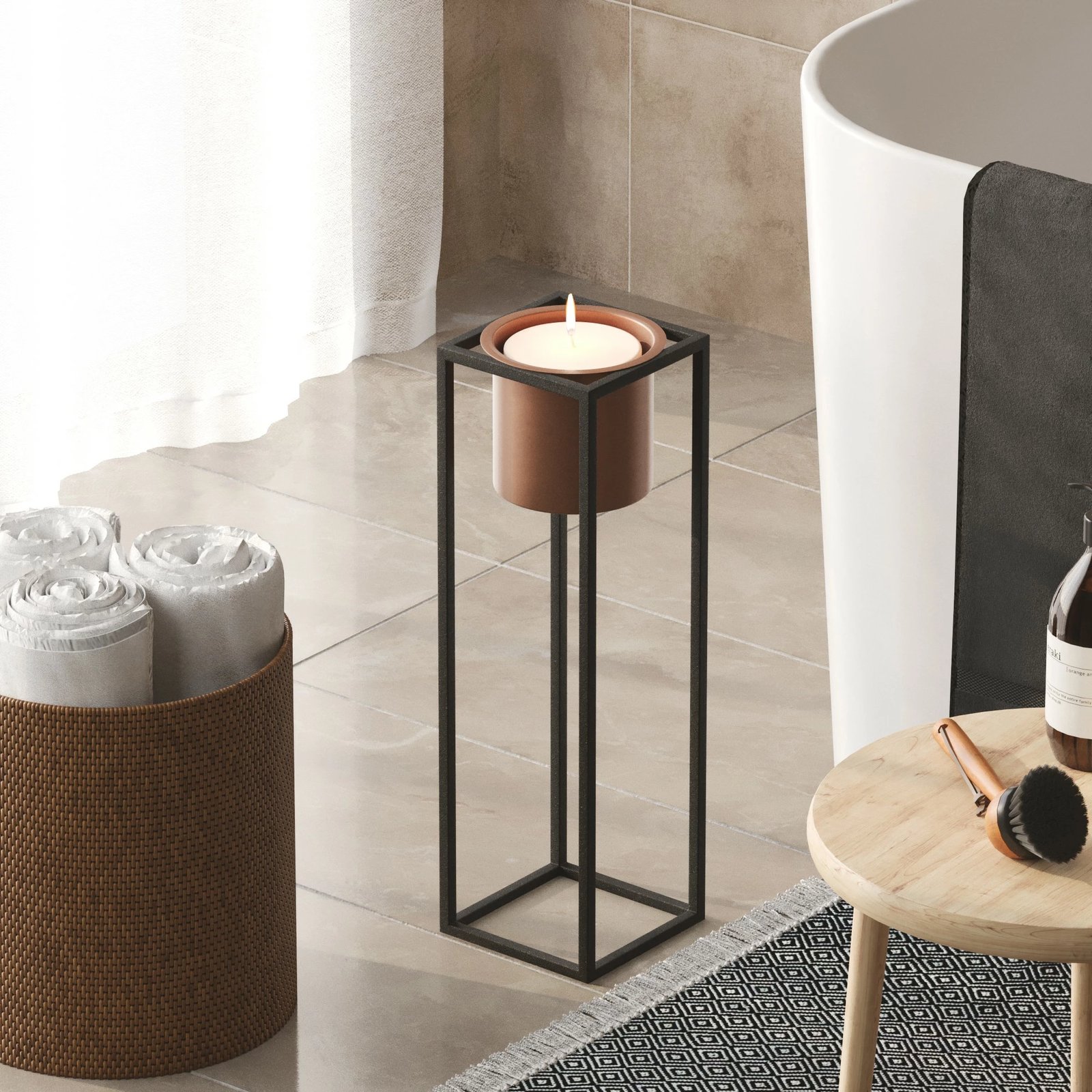 Vazo dekorative, ngjyrë e zezë dhe bakri, GED-023-B