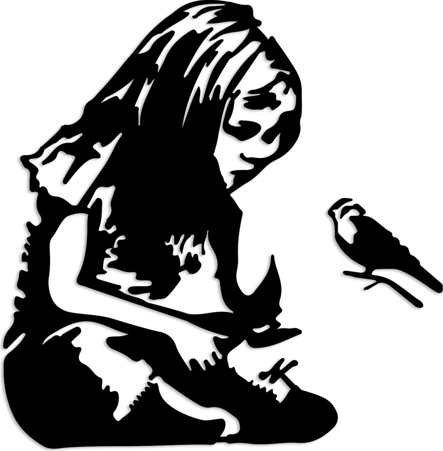 Aksesor dekorativ metalik për mur, Wallity Banksy Metal 07, ngjyrë e zezë, 54x72cm