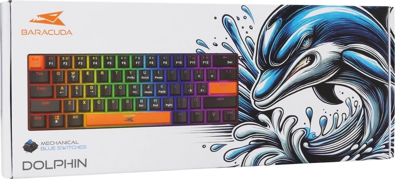 Tastierë Baracuda Dolphin BGK-03121, 60%, blue switch, RGB, USB, e zezë