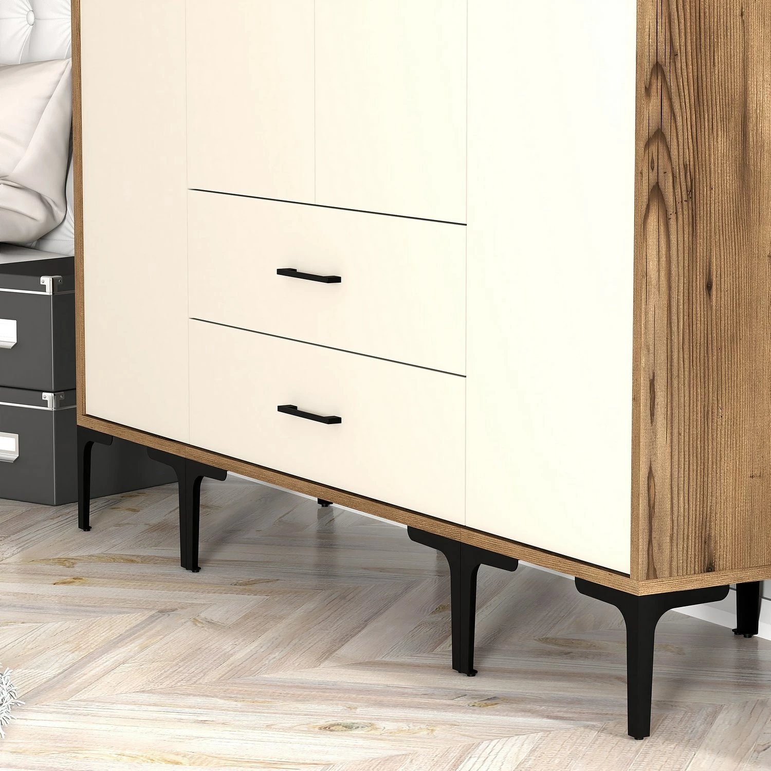 Dollap Skye Decor, ngjyrë arre dhe krem, Kumsal STS