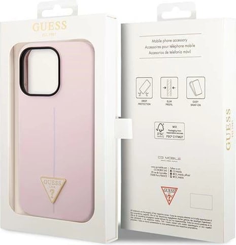 Mbështjellës Guess Silicone Triangle për iPhone 14 Pro 6.1", vjollcë