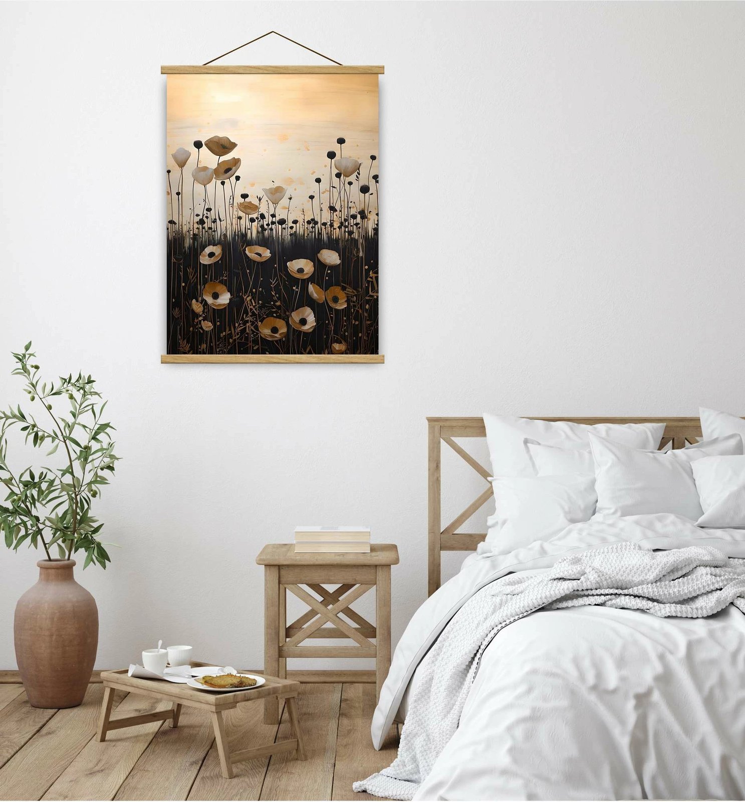 Pikturë dekorative me kornizë, Wallity, MRG68, ngjyrë ari, e zezë, argjend, 50x70cm