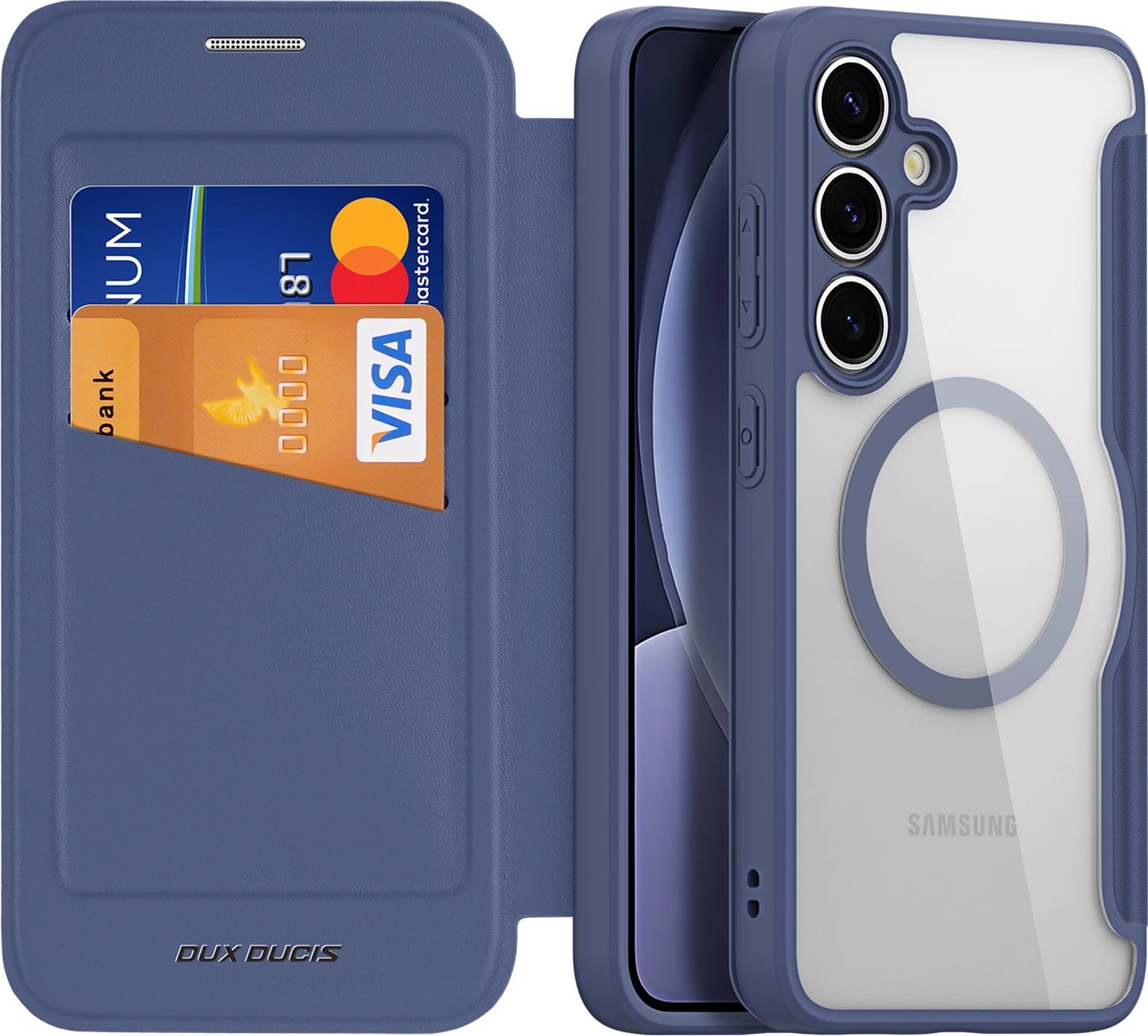 Mbështjellës Dux Ducis Skin X Pro për Samsung Galaxy S25+, me MagSafe, portofol, Blu