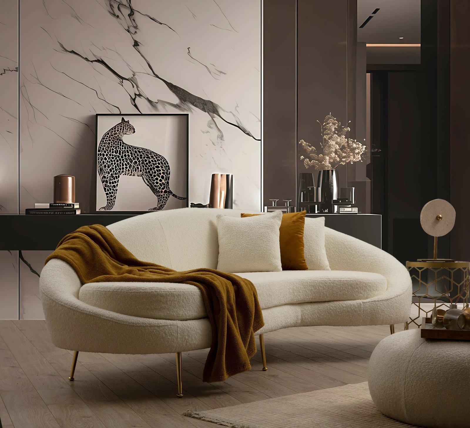 Divan treshe Atelier del Sofa, Eses, boucle krem