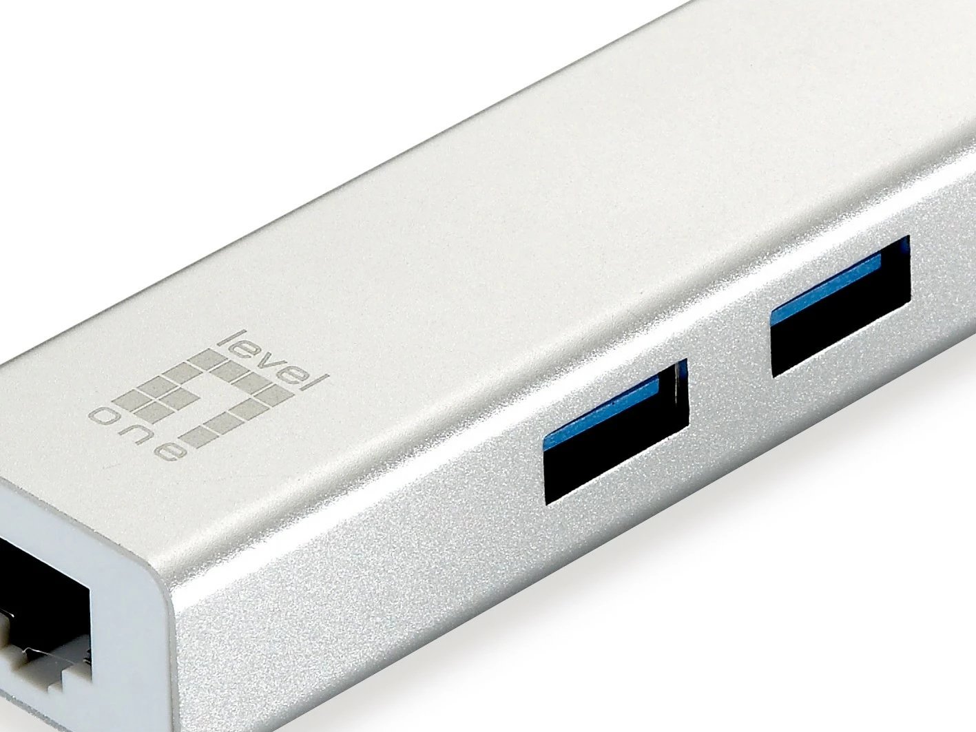 Adapter USB rrjeti LevelOne, Hub USB, Ethernet, 1000 Mbit/s, Argjendtë, Bardhë